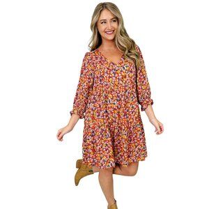UMGEE Flowy Floral Boho Multi Color Midi Dress